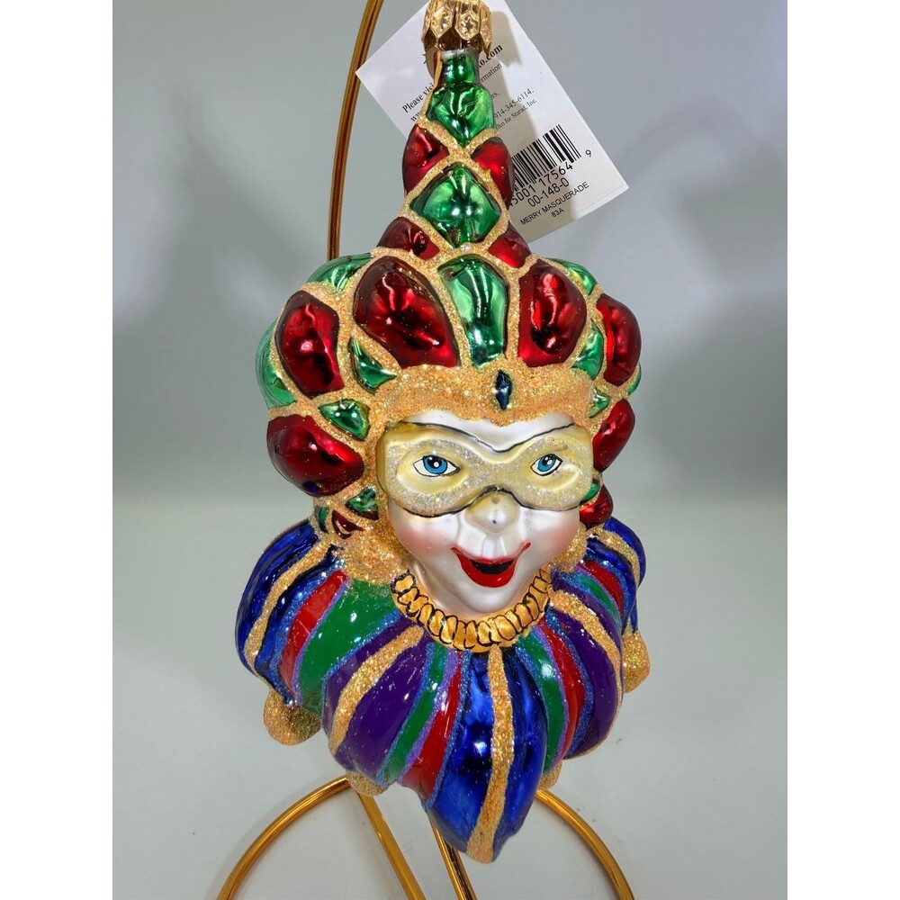 Christopher Radko Merry Masquerade Glass Christmas Ornament 1999-2000 Poland NIB